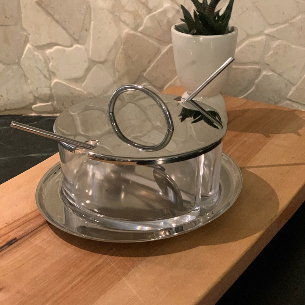 WMF | 2 Piece Glass And Steel Serving Piece